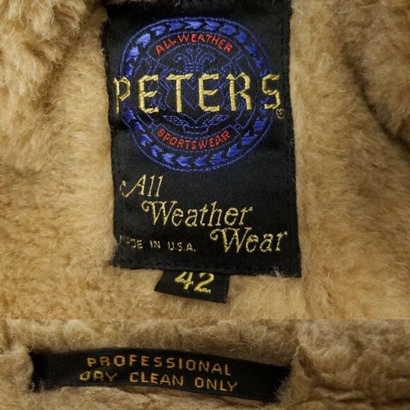 Peters All Weather Wear Corduroy Coat Size 42 Vintage 60s Faux Fur Lining Collar - Picture 6 of 12